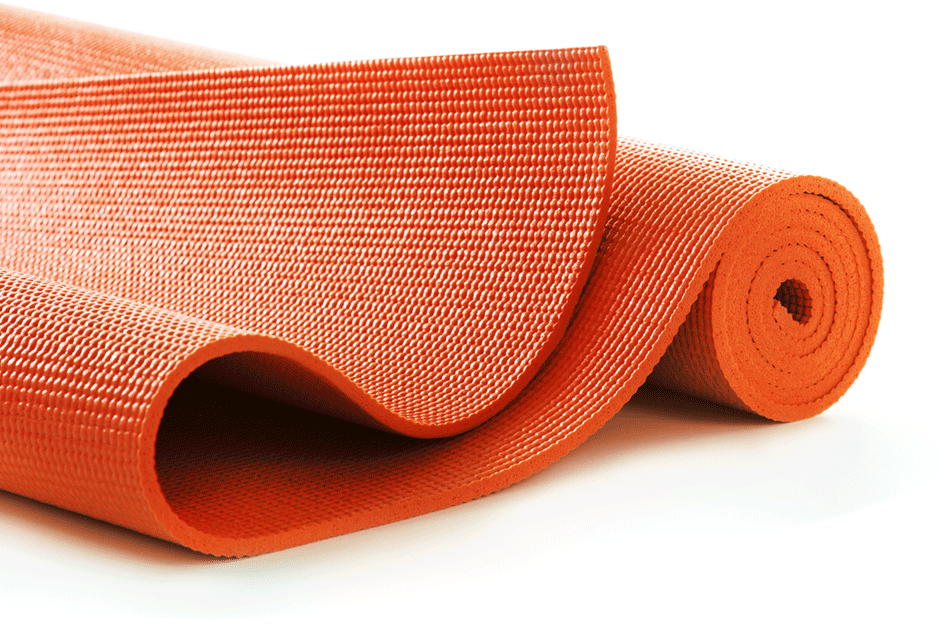 Rolled up yoga mat